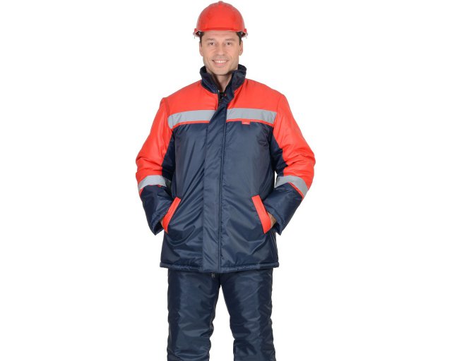  Куртка рабочая утепленная, синяя с красным и СОП