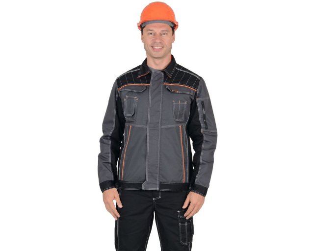  Куртка рабочая летняя, темно-серая с черным и оранжевым