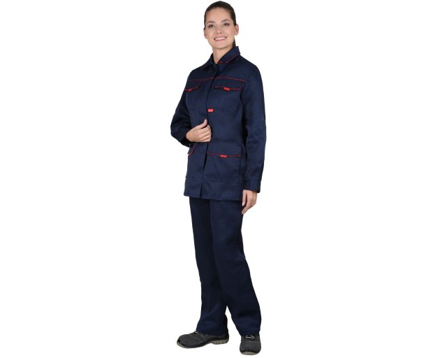  Костюм рабочий женский, синий с красным кантом 08444.1