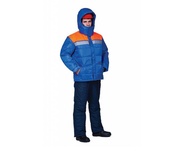  Куртка рабочая зимняя мужская, васильковый с оранжевым