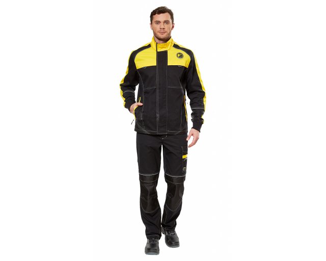  Куртка мужская рабочая с водонепроницаемыми накладками, черная с желтым (от 20шт)