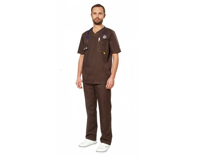  Комплект для персонала больницы мужской, коричневый